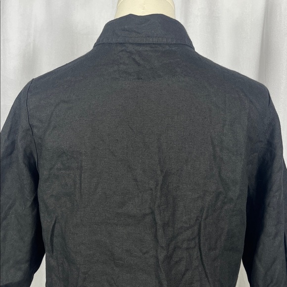 Not Perfect Linen Button Down Blouse in Black. - Picture 4 of 5